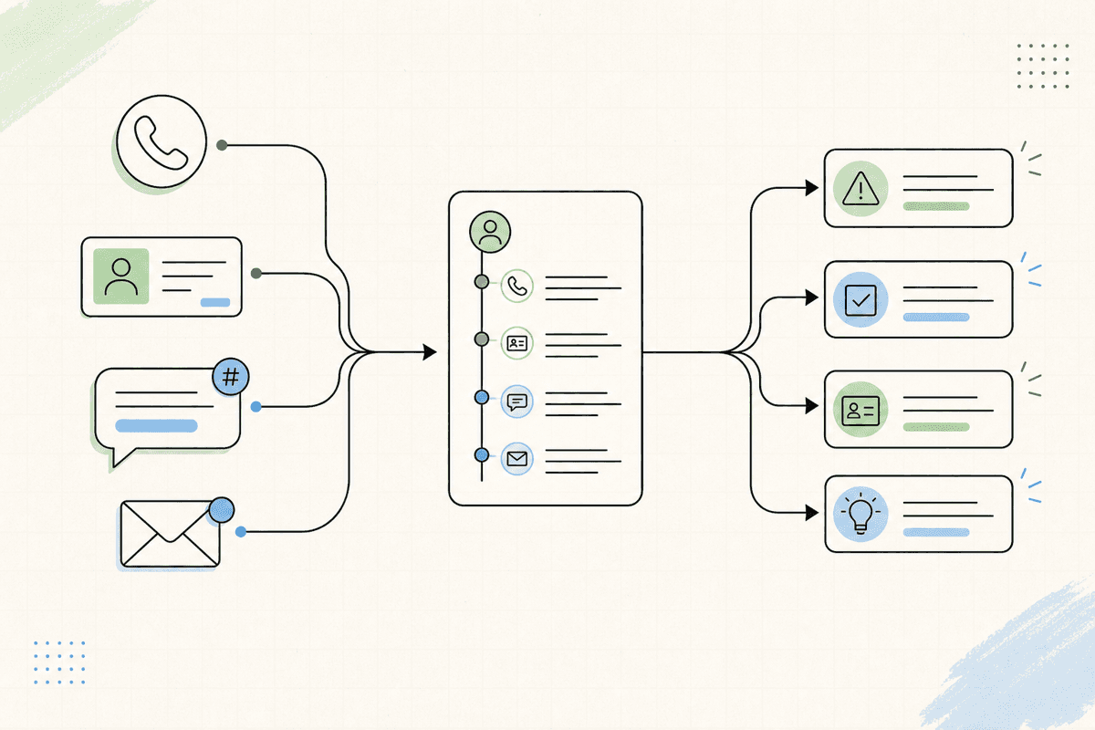 Client conversation management tools connecting calls CRM Slack email and account follow-up workflows