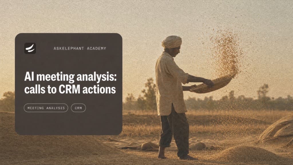 AI meeting analysis turning recorded sales calls into automatic CRM field updates and handoffs