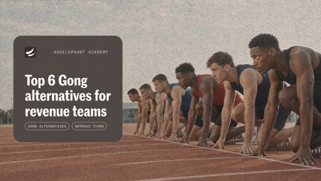 Runners at a starting line beside a guide to the top Gong alternatives for revenue teams