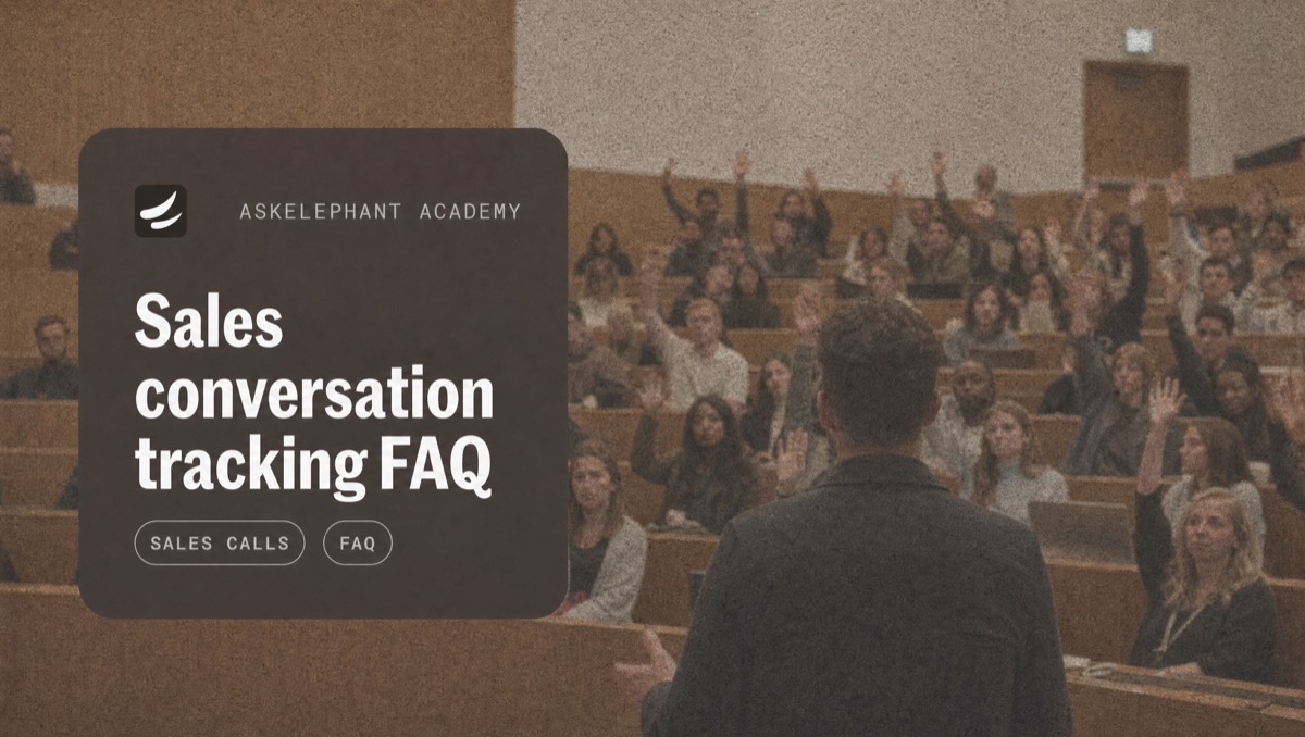 Sales conversation tracking FAQ with questions about CRM updates alerts and call analysis tools